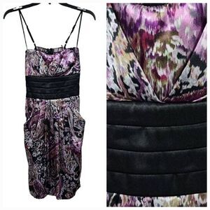 Speechless Shiny Satin Pleated Sleeveless Party mini Dress Juniors XS